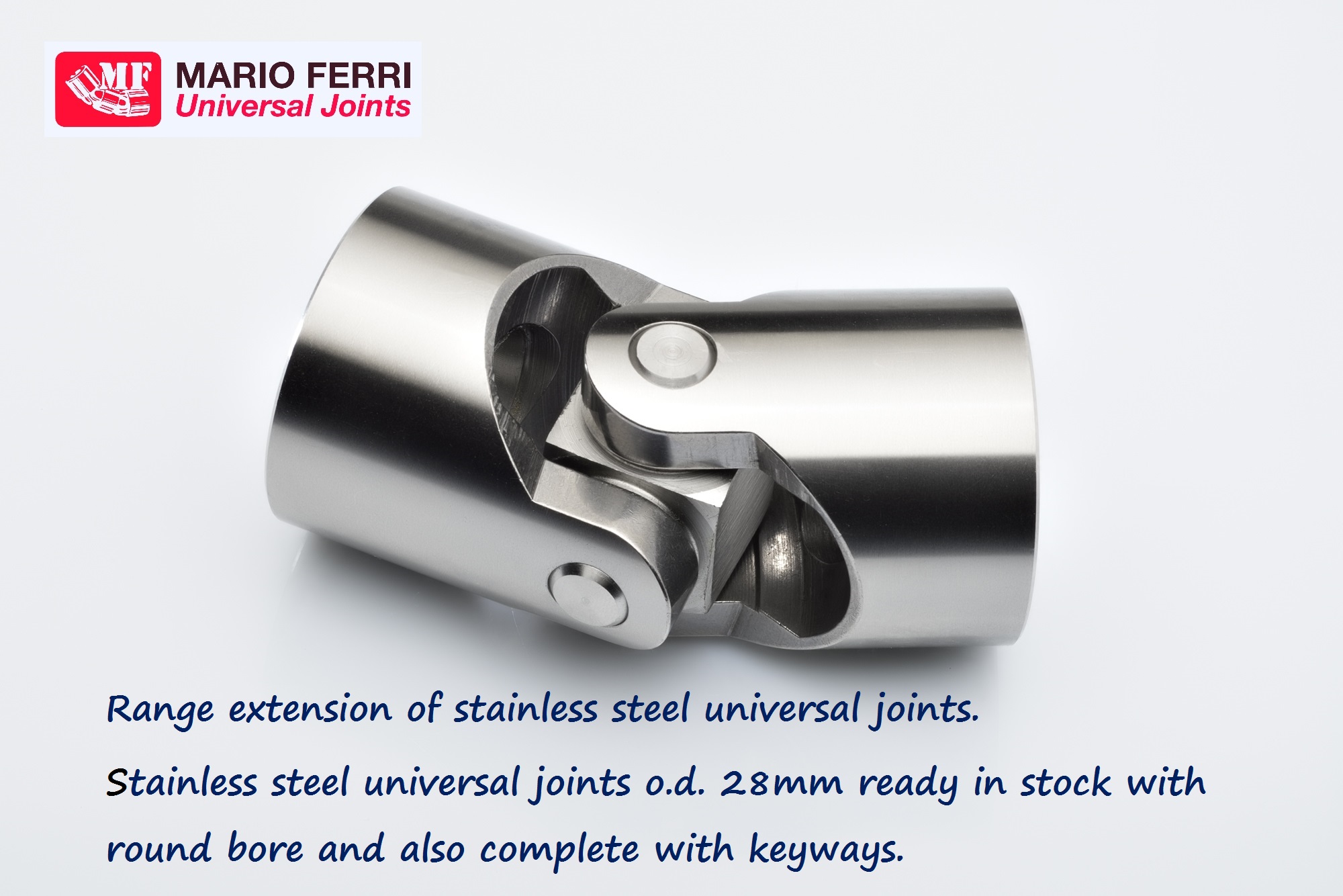 stainless steel universal joints o.d. 28mm ready in stock with round bore and also complete with keyways